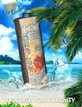 3D advertisement created for juice using Adobe © Photoshop
